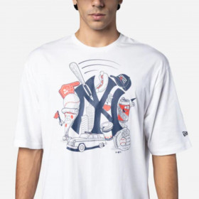 Polera  New York Yankees MLB Food Graphic White