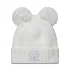 Knit New York Yankees MLB Double Pom Beanie White Woman