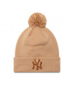 Knit New York Yankees MLB Metallic Bobble Bean Beige Woman