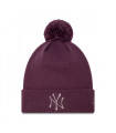 Knit New York Yankees MLB Metallic Bobble Bean Purple Woman