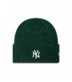 Knit New York Yankees MLB Wide Cuff Beanie Dark Green Woman